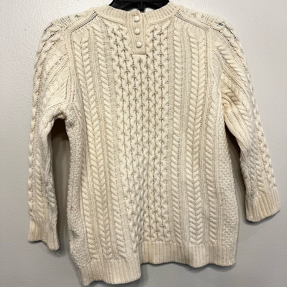 J. Crew Womens Cream Wool Oversized Fisherman Neutral Crewneck Sweater Size XS - Picture 6 of 7